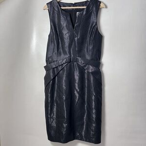 Anthropologie MaEve Dress Sheath Cross Front Shimmer Black Dressy Cockta…